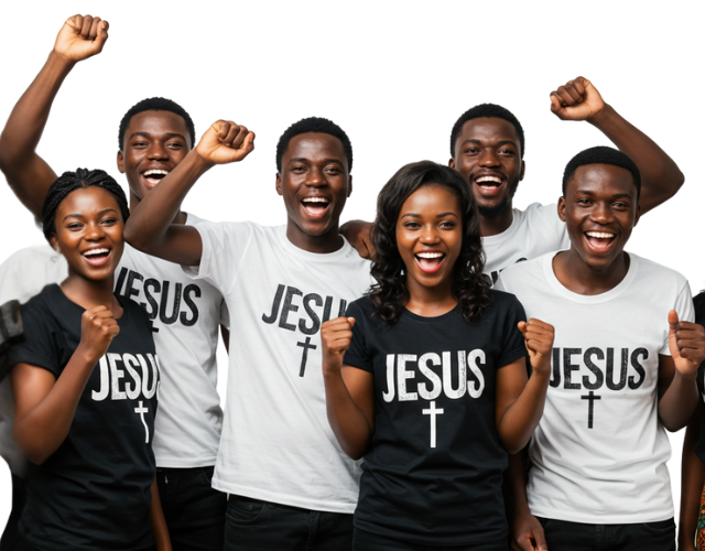 Young people wearing Jesus-branded Jesuser T-shirts at a Gospel outreach