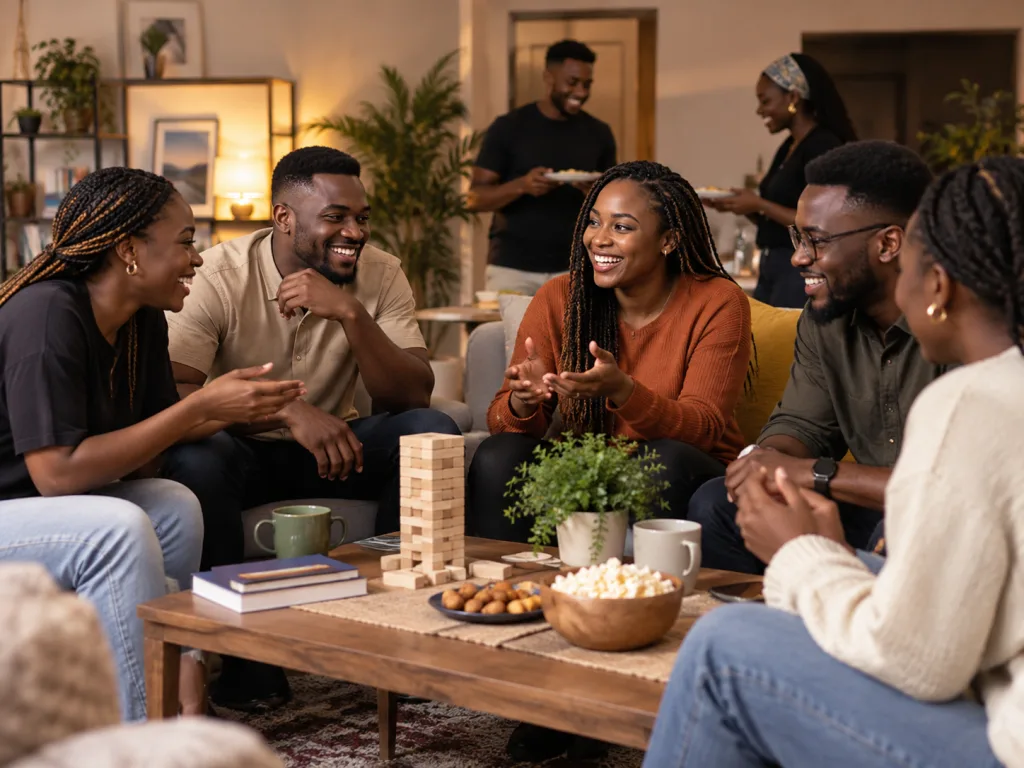 Young adults enjoying games, snacks and conversation at a Christian hangout